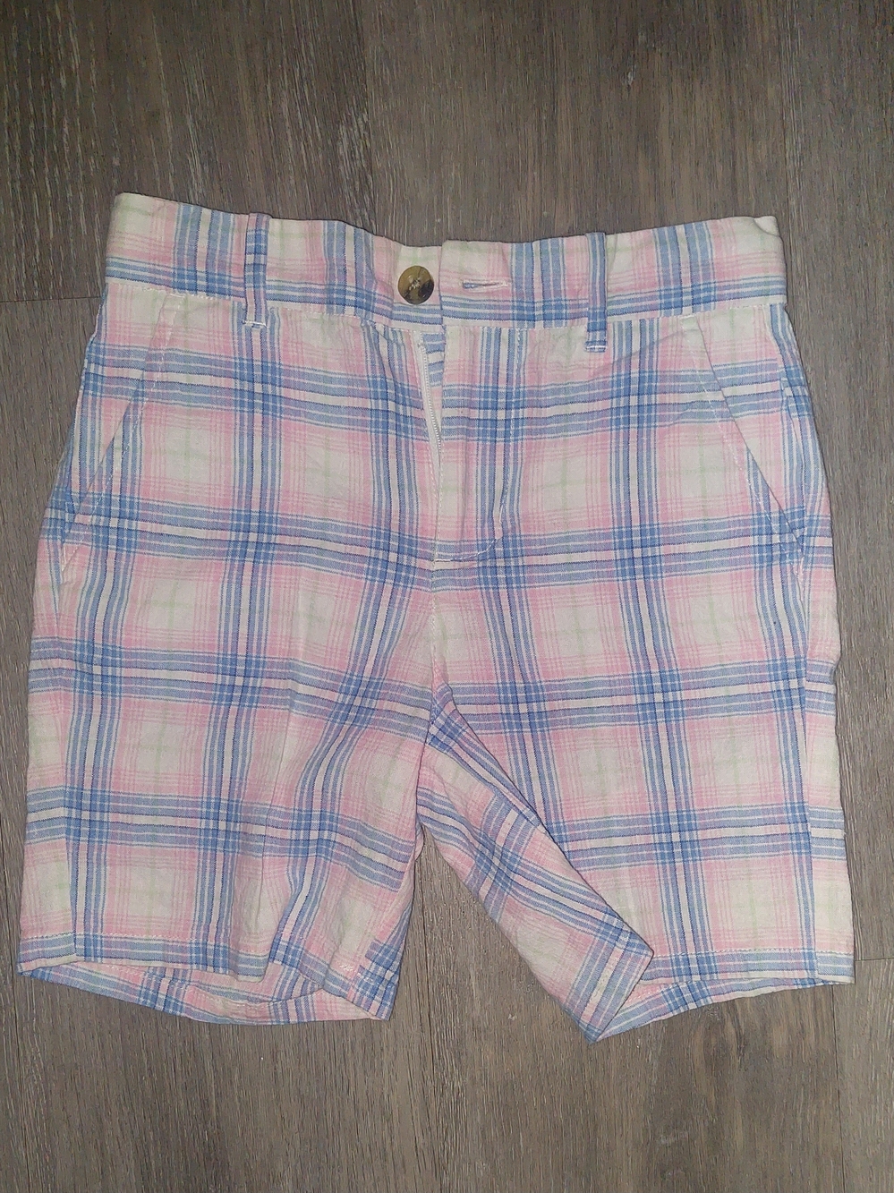 Janie and Jack Pastel Plaid Shorts in Pink and Blue